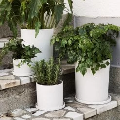 Blumentopf/Teller Polystone Mittel Weiß -Heimtextilien Geschäft 373542 14851 1