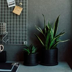 Blumentopf/Teller Polystone Mittel Schwarz -Heimtextilien Geschäft 373917 28814 1