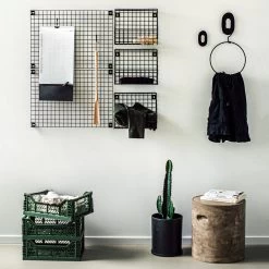 Wandkorb Für Gitternetz 22x30 Cm Schwarz -Heimtextilien Geschäft 374701 35529