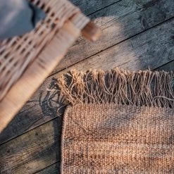 Teppich Jute Handgewebt Mit Fransen 70x140cm -Heimtextilien Geschäft 374855 25194