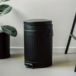 Pedal-Eimer Metall Schwarz 12 L -Heimtextilien Geschäft 375683 35557