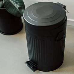 Pedal-Eimer Metall Schwarz 12 L -Heimtextilien Geschäft 375683 35558