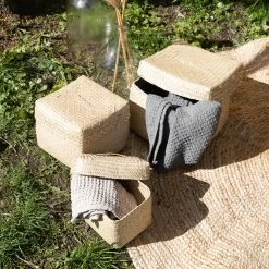 Korb Seegras Deckel 28x28cm -Heimtextilien Geschäft 375732 20304