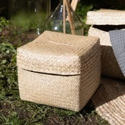 Korb Seegras Deckel 28x28cm -Heimtextilien Geschäft 375732 20306