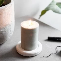 Blockkerze Stearin 10x7cm Hellgrün -Heimtextilien Geschäft 375815 21366