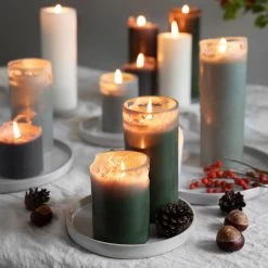 Blockkerze Stearin 20x7cm Hellgrün -Heimtextilien Geschäft 375817 21737