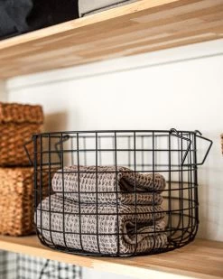 Korb Stapelbar Klein Schwarz -Heimtextilien Geschäft 376332 37624