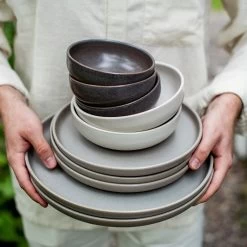 Schüssel Bruno Steingut 22 Cm Grau -Heimtextilien Geschäft 400587 27514