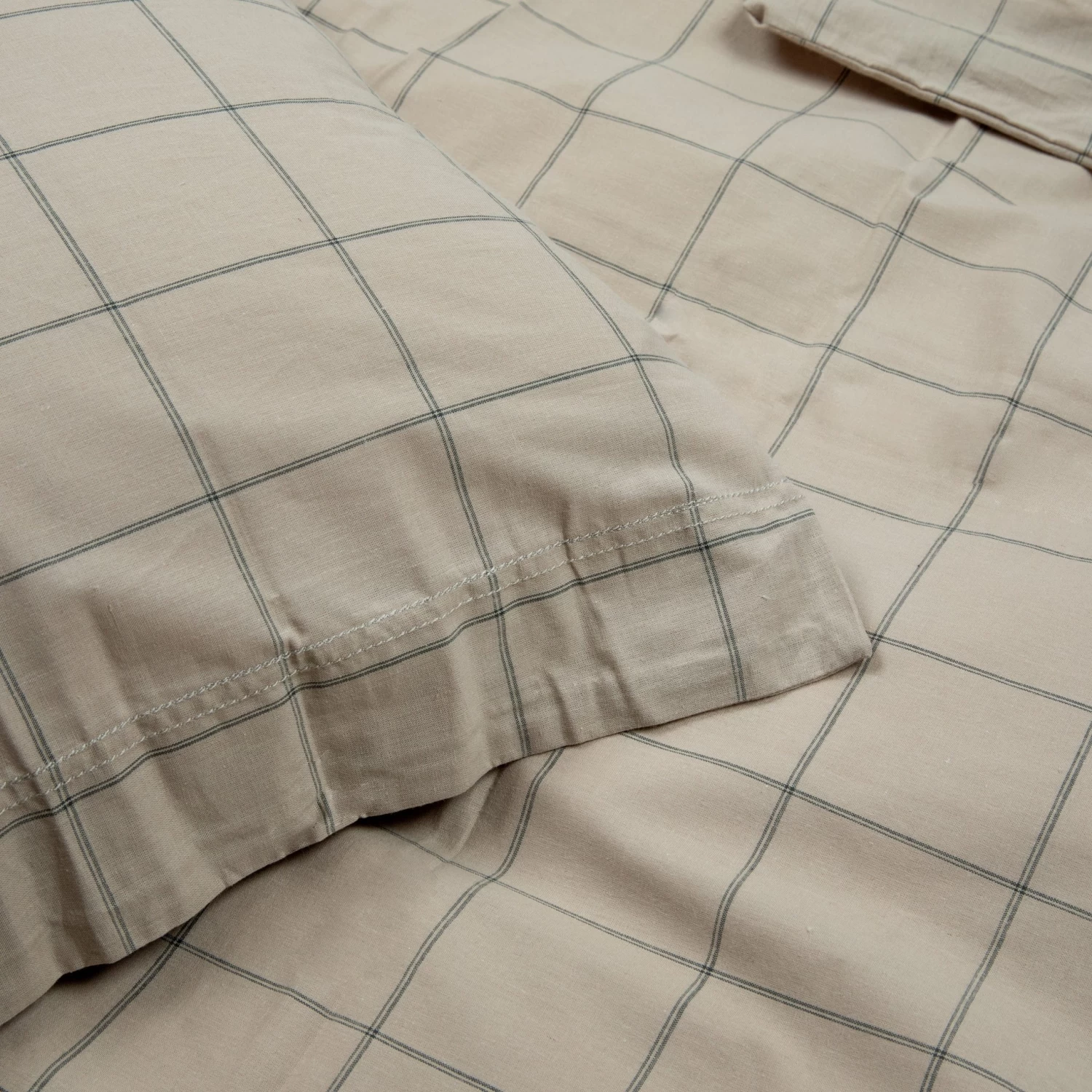 Bettgarnitur Kariert 140 X 200 Cm Sandbeige 3 Bettgarnitur Kariert 140 X 200 Cm Sandbeige