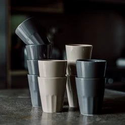 Becher Porzellan Sandbeige -Heimtextilien Geschäft 400737 28718