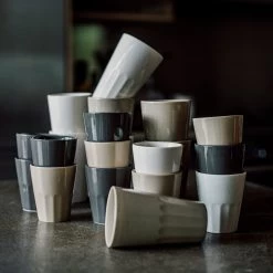 Becher Porzellan Sandbeige -Heimtextilien Geschäft 400737 28719