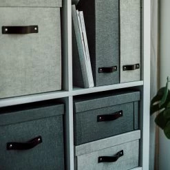 Storage Box High Canvas Dark Grey -Heimtextilien Geschäft 401186 28861