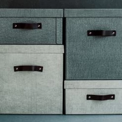 Storage Box High Canvas Dark Grey -Heimtextilien Geschäft 401186 28862