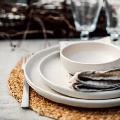 Teller Bruno Steingut 22 Cm Creme -Heimtextilien Geschäft 401458 33789