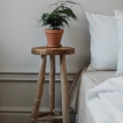 Hocker Hoch Teak H 63 Cm Ø 30 Cm -Heimtextilien Geschäft 401474 32271