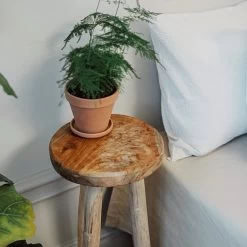 Hocker Hoch Teak H 63 Cm Ø 30 Cm -Heimtextilien Geschäft 401474 32272