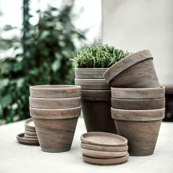 Blumentopf Terrakotta Grau Ø 18 Cm -Heimtextilien Geschäft 401509 33559