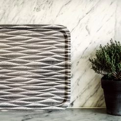 Tablett Stig Lindberg Korrugalion 43 X 33 Cm Grau -Heimtextilien Geschäft 401944 34131