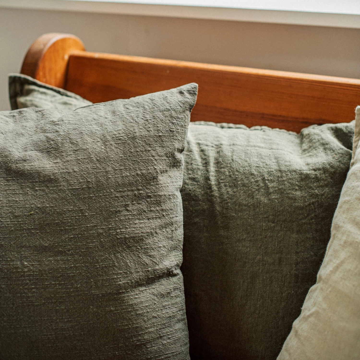 Kissen Leinen 50 X 70 Dunkel Khaki Grün 6 Kissen Leinen 50 X 70 Dunkel Khaki Grün – Bild 4