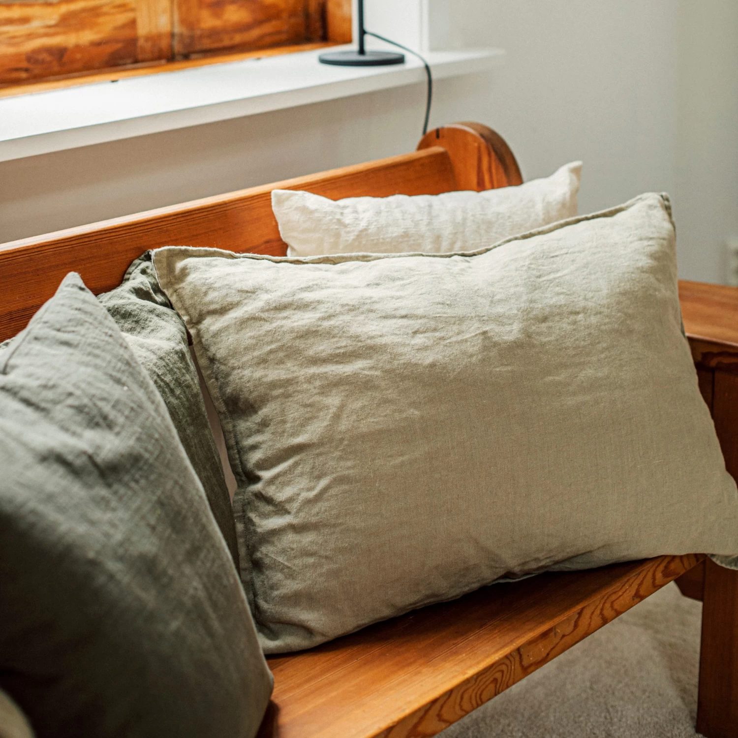 Kissen Leinen 50 X 70 Dunkel Khaki Grün 8 Kissen Leinen 50 X 70 Dunkel Khaki Grün – Bild 6