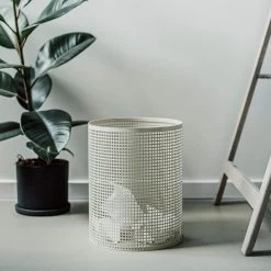 Papierkorb Perforiert Ø 24 Cm Beige -Heimtextilien Geschäft 402262 35502