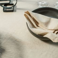 Tischdecke Leinenmix Ø145 Cm Hafer -Heimtextilien Geschäft 402297 35878