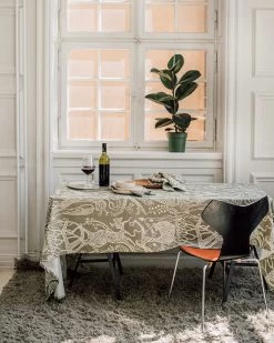 Tischdecke Stig Lindberg 140 X 250 Cm Poème D'Amour Hell Khaki Grün -Heimtextilien Geschäft 402323 36507