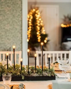 Elektrischer Kerzenleuchter 7 Kerzen Metall Schwarz -Heimtextilien Geschäft 402379 36542