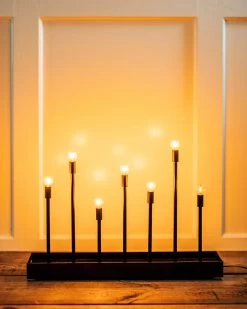 Elektrischer Kerzenleuchter 7 Kerzen Metall Schwarz -Heimtextilien Geschäft 402379 36544