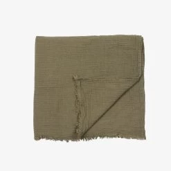 Plaid Baumwolle Muslin 180 X 240 Dunkles Khaki-Grün