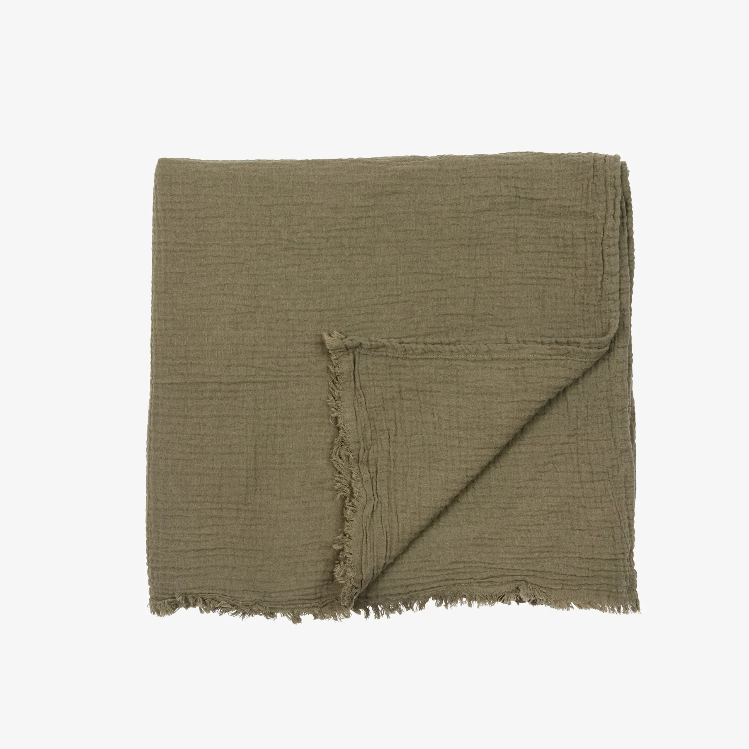 Plaid Baumwolle Muslin 180 X 240 Dunkles Khaki-Grün 3 Plaid Baumwolle Muslin 180 X 240 Dunkles Khaki-Grün