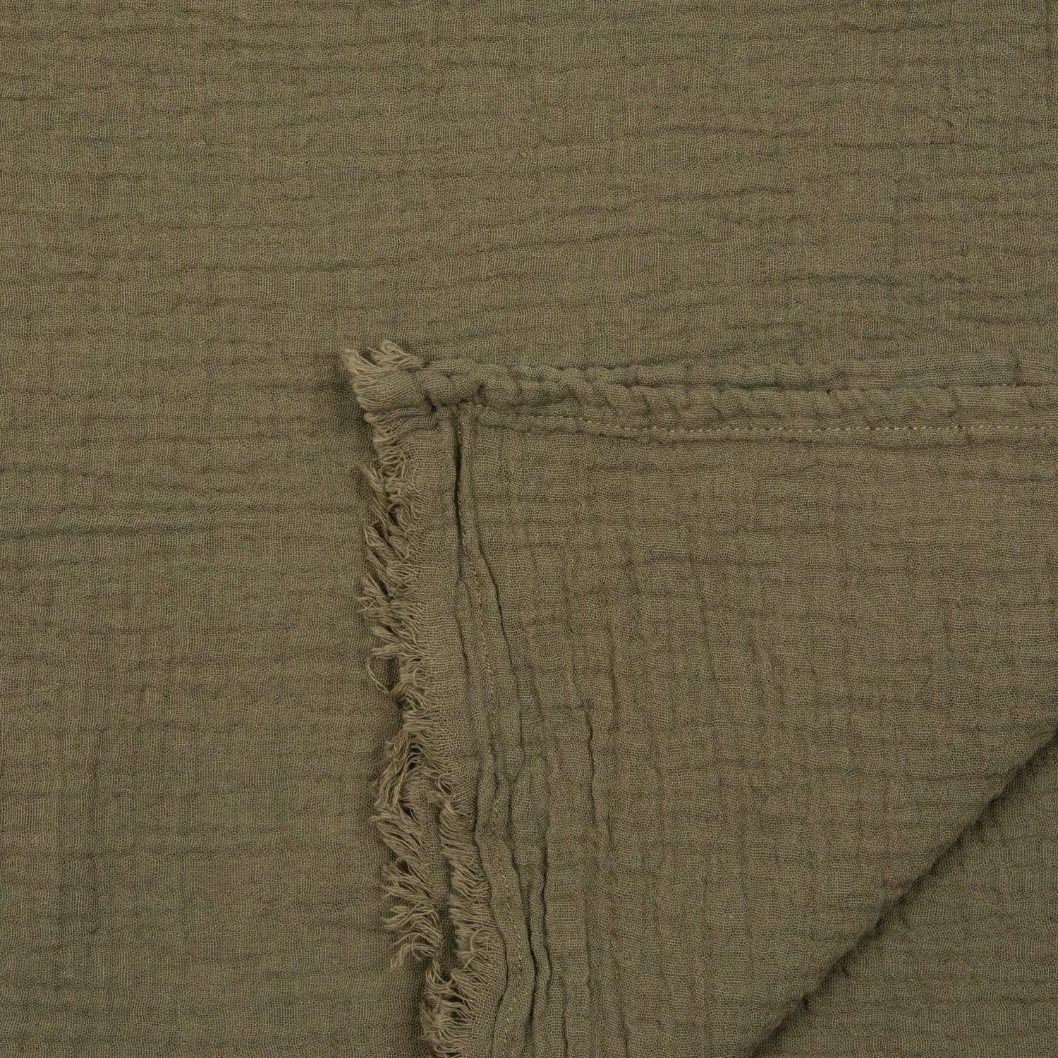 Plaid Baumwolle Muslin 180 X 240 Dunkles Khaki-Grün 4 Plaid Baumwolle Muslin 180 X 240 Dunkles Khaki-Grün – Bild 2