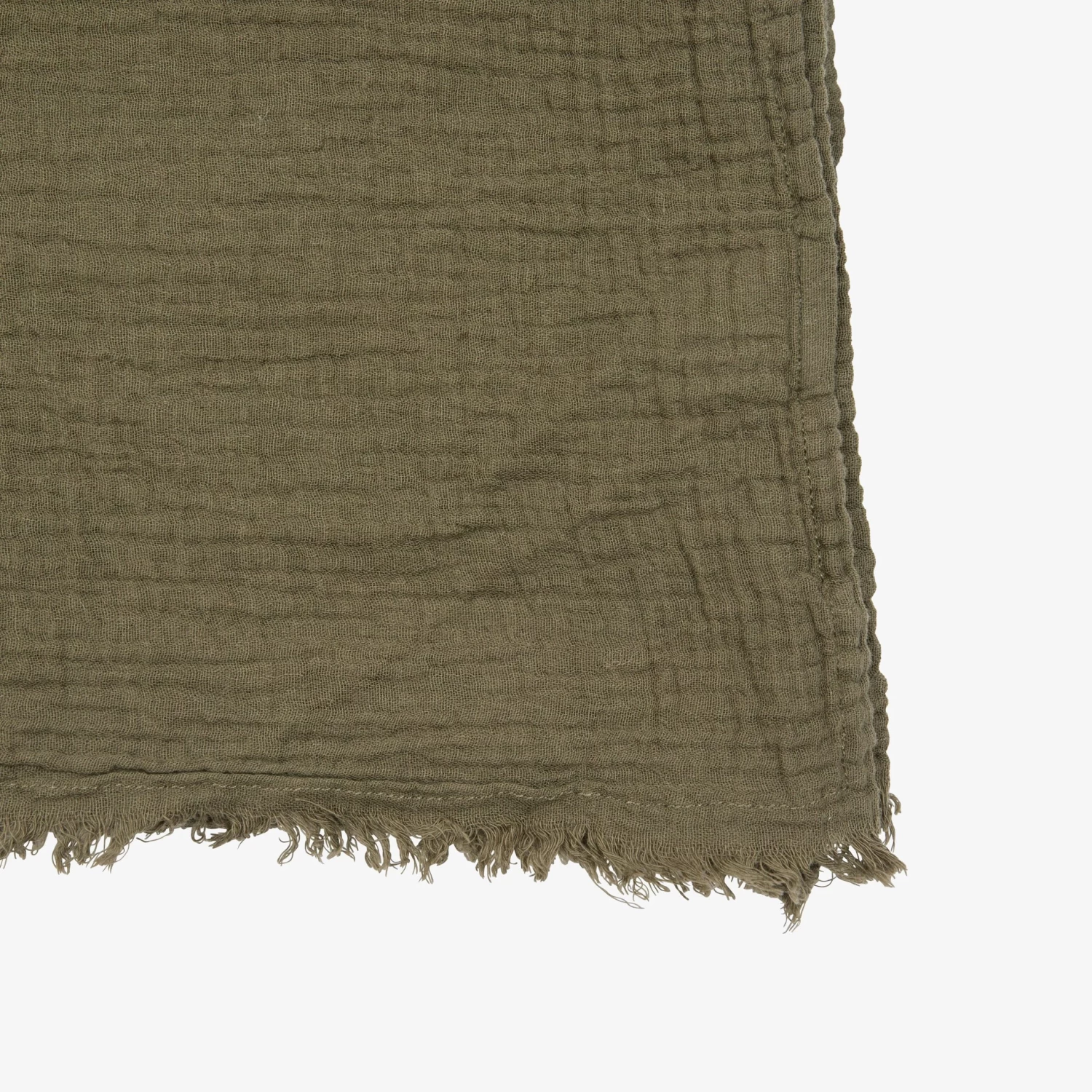 Plaid Baumwolle Muslin 180 X 240 Dunkles Khaki-Grün 6 Plaid Baumwolle Muslin 180 X 240 Dunkles Khaki-Grün – Bild 4