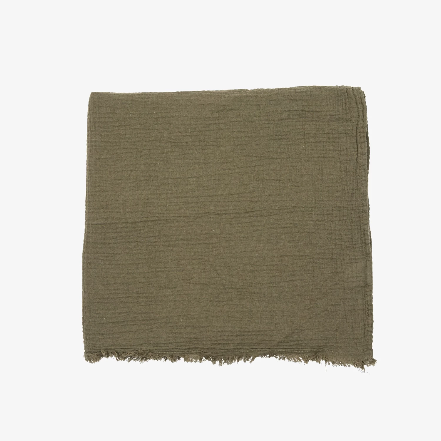 Plaid Baumwolle Muslin 180 X 240 Dunkles Khaki-Grün 7 Plaid Baumwolle Muslin 180 X 240 Dunkles Khaki-Grün – Bild 5