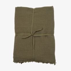 Plaid Baumwolle Muslin 180 X 240 Dunkles Khaki-Grün 13 Plaid Baumwolle Muslin 180 X 240 Dunkles Khaki-Grün -Heimtextilien Geschäft 402564 37668