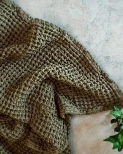 Handtuch Våffla 100 X 150 Dunkles Khaki-Grün -Heimtextilien Geschäft 402566 38147