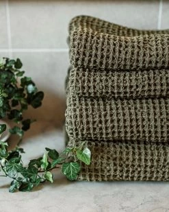 Handtuch Våffla 100 X 150 Dunkles Khaki-Grün -Heimtextilien Geschäft 402566 38148