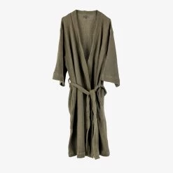 Bademantel Waffelstruktur Grau Khakigrün Einheitsgröße