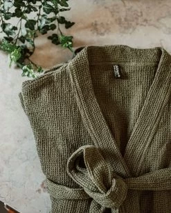 Bademantel Waffelstruktur Grau Khakigrün Einheitsgröße -Heimtextilien Geschäft 402569 38428