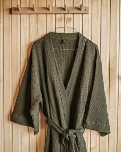 Bademantel Waffelstruktur Grau Khakigrün Einheitsgröße -Heimtextilien Geschäft 402569 38429