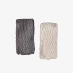Geschirrtuch Gestrickt 2 Stück Grau/Hellbeige