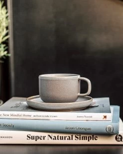 Tasse Mit Untertasse Bruno Steingut Grau -Heimtextilien Geschäft 402695 38266